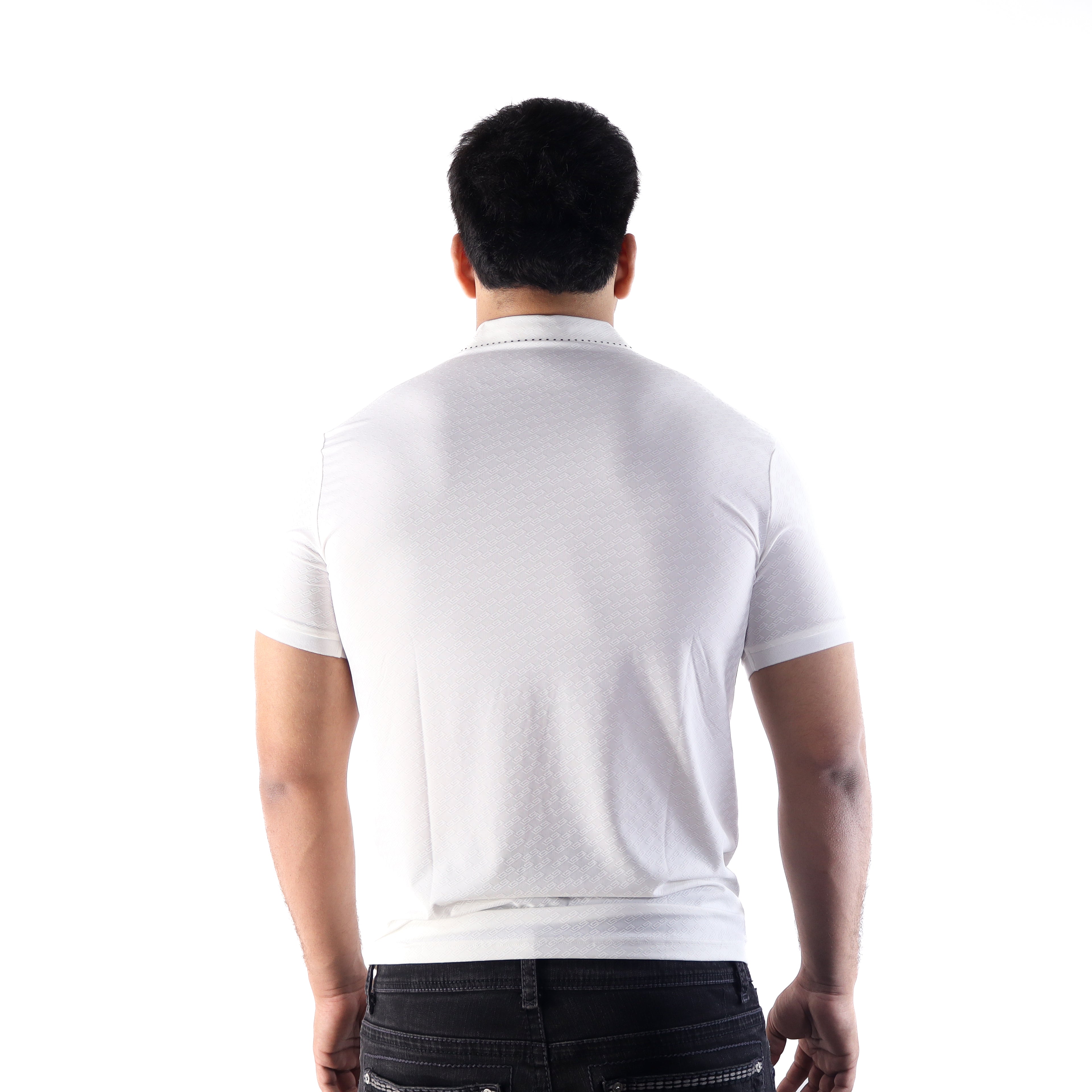 Camisa Polo Stretch Blanca Grabado