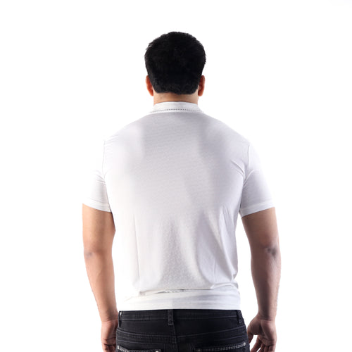 Camisa Polo Stretch Blanca Grabado