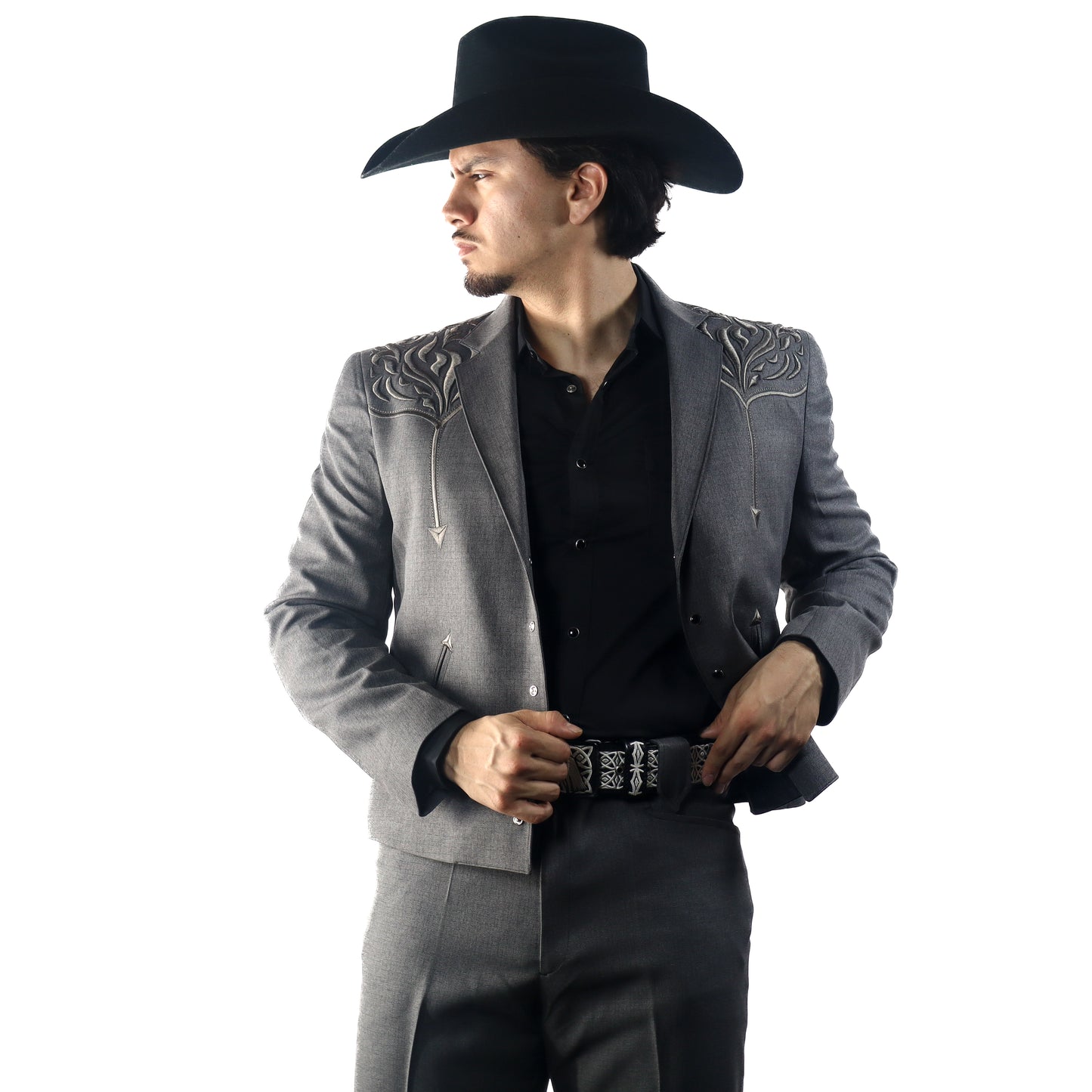 Traje Caporal Toledo Gris Bordado Hojas