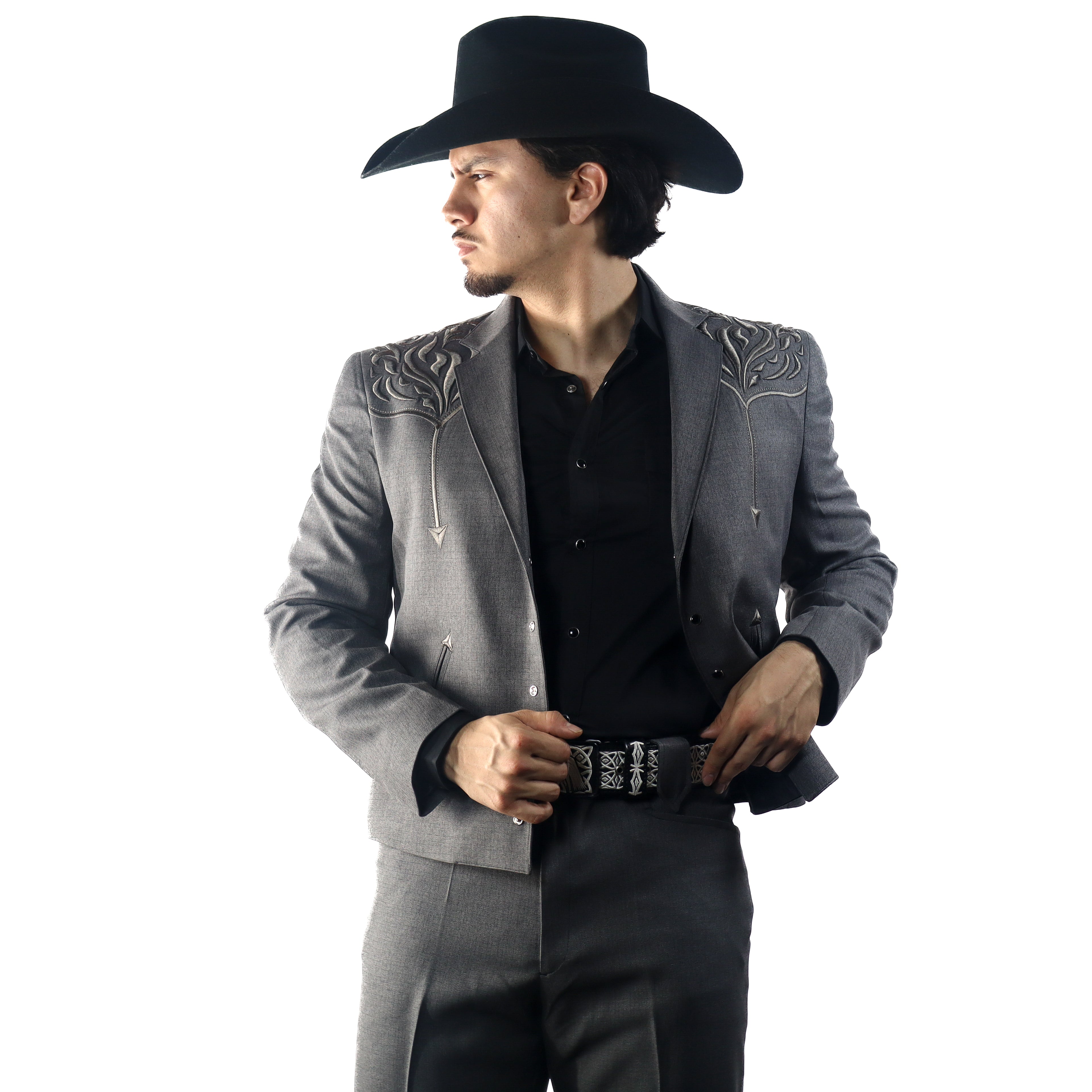 Traje Caporal Toledo Gris Bordado Hojas