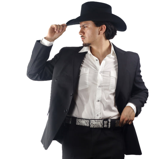 Traje Poliéster Negro Liso