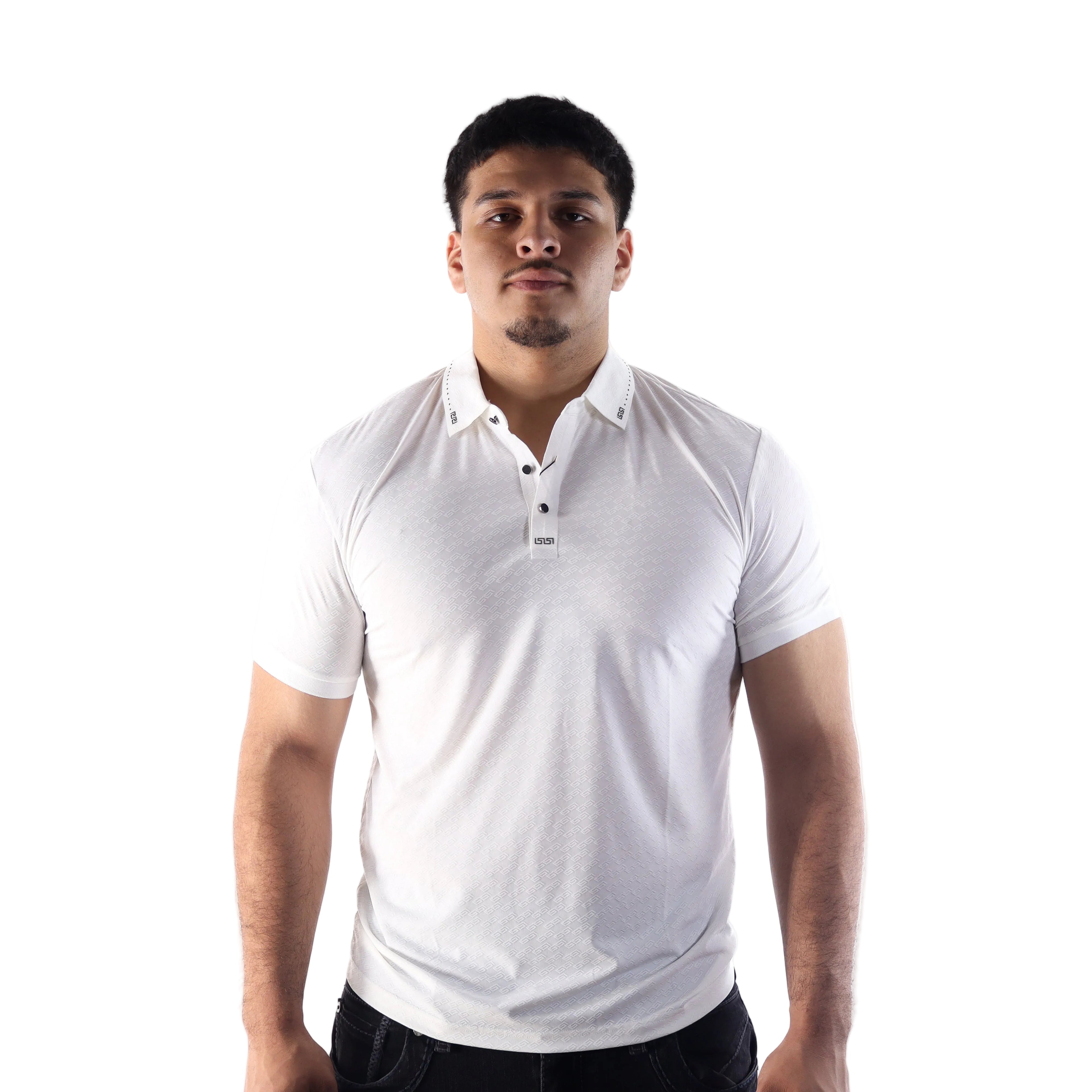 Camisa Polo Stretch Blanca Grabado