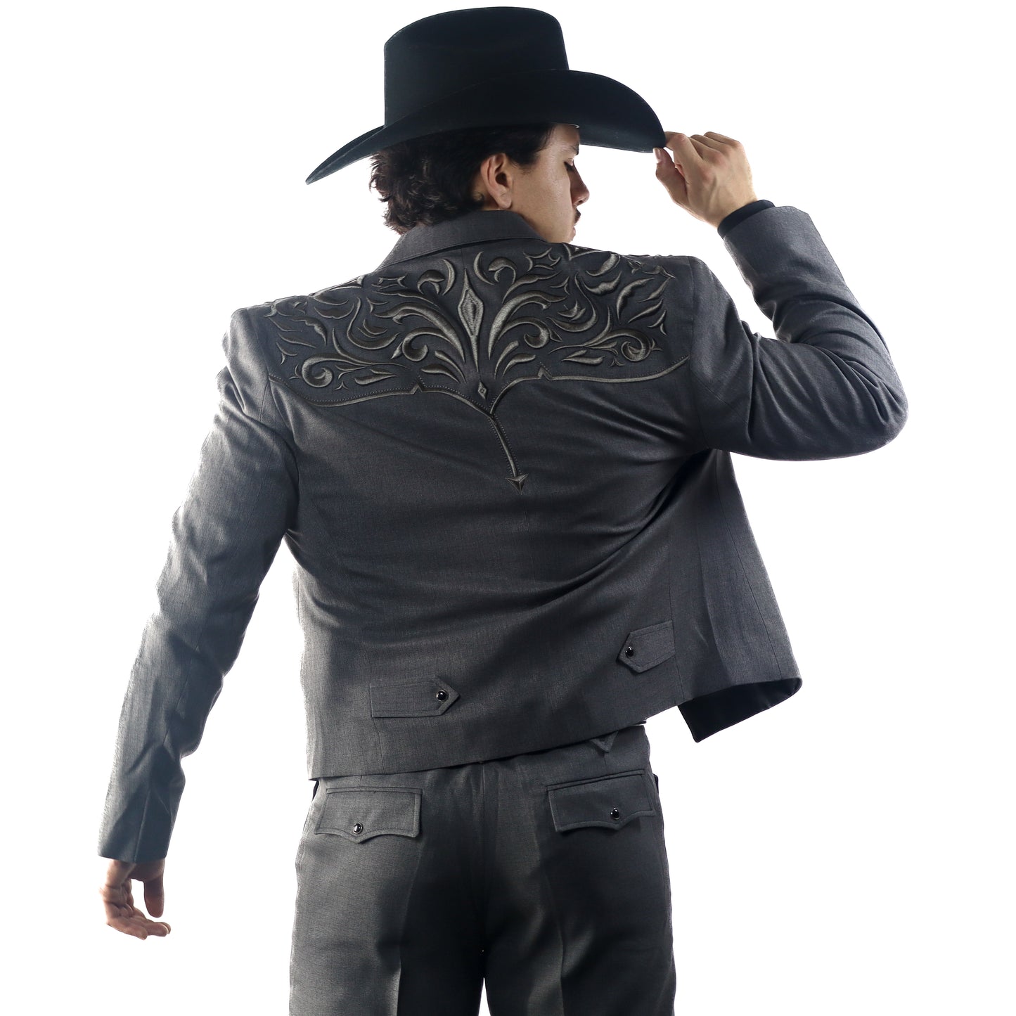 Traje Caporal Toledo Gris Bordado Hojas