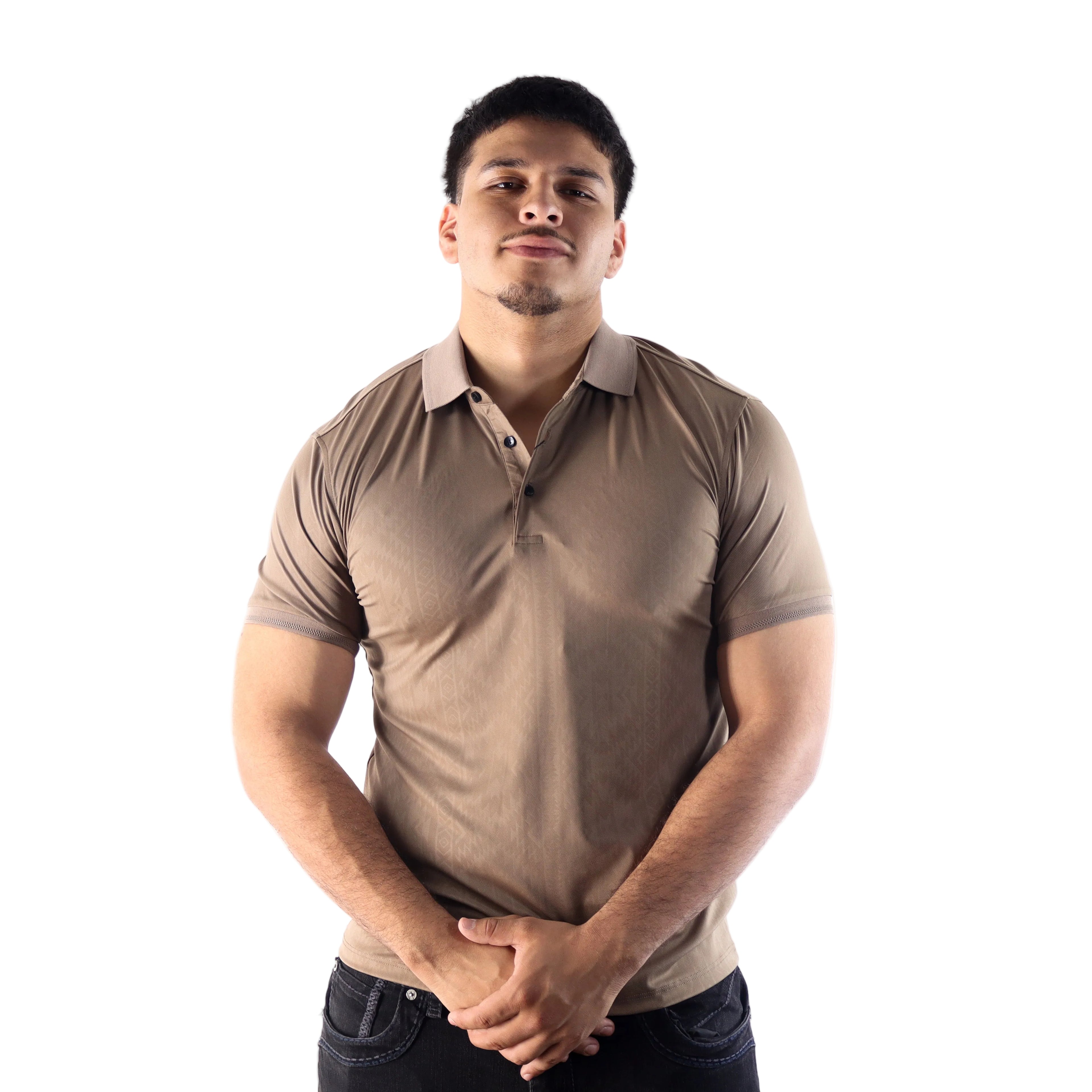 Camisa Polo Stretch Tabaco Grabado