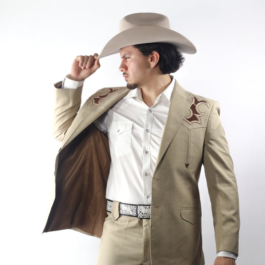 Traje Toledo Camel Bordado Bumerang