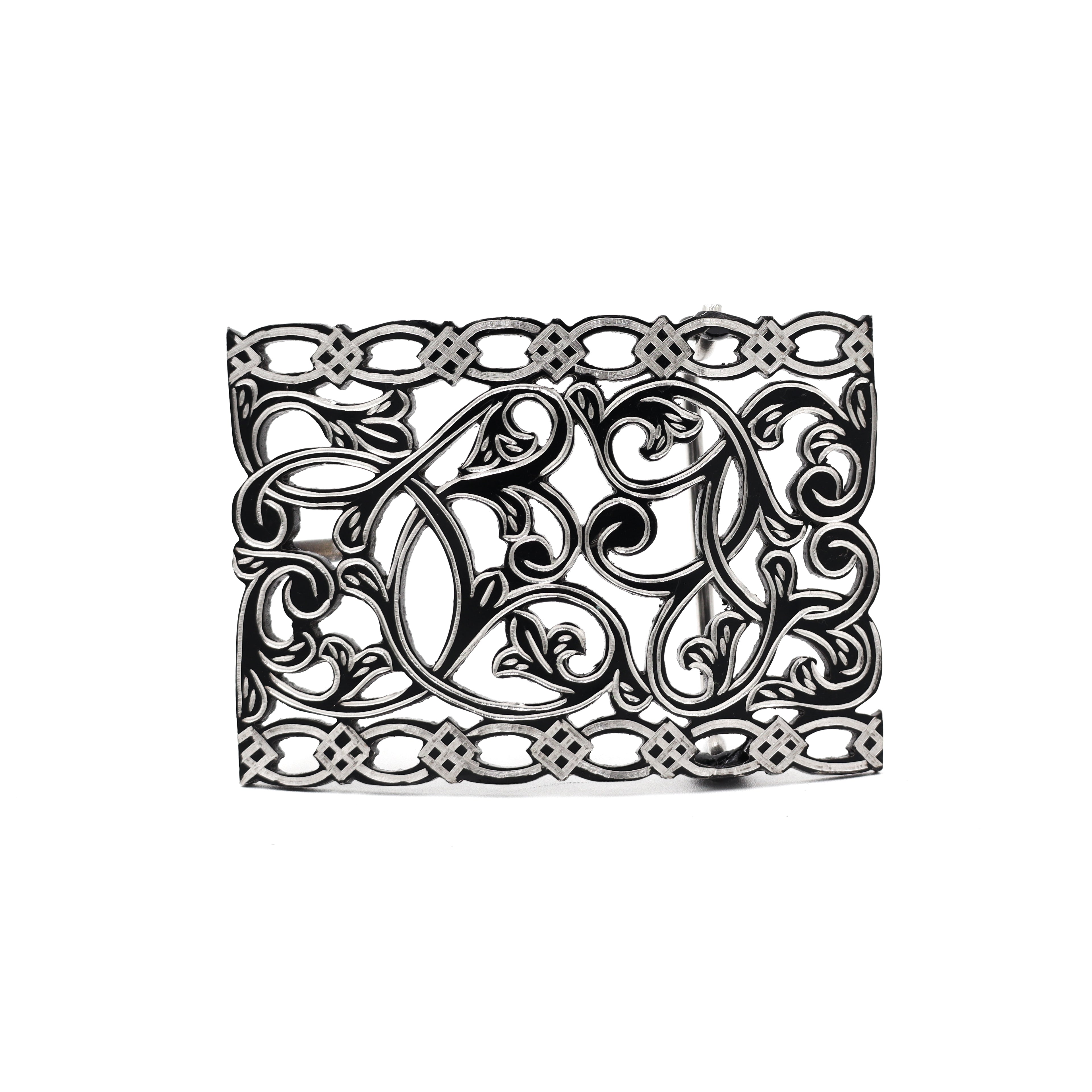 Hebilla de Acero Monel Negra - Rameado con Diamantes - 007