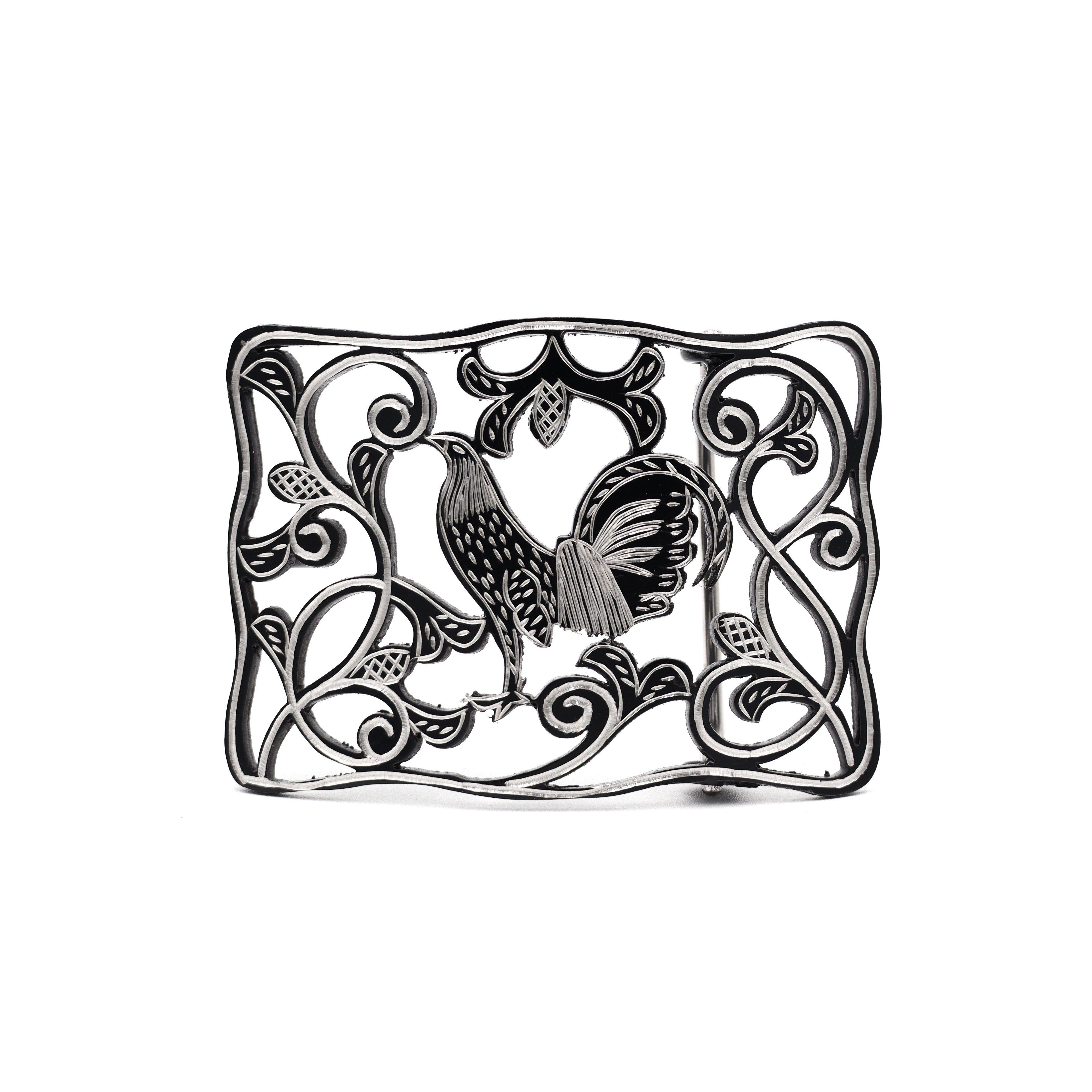 Hebilla de Acero Monel Negra - Gallo Rameado - 008
