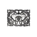 Hebilla de Acero Monel Negra - Toro Rameado en Grecasn - 022