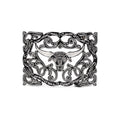 Hebilla de Acero Monel Negro - Toro con cuernos Plata