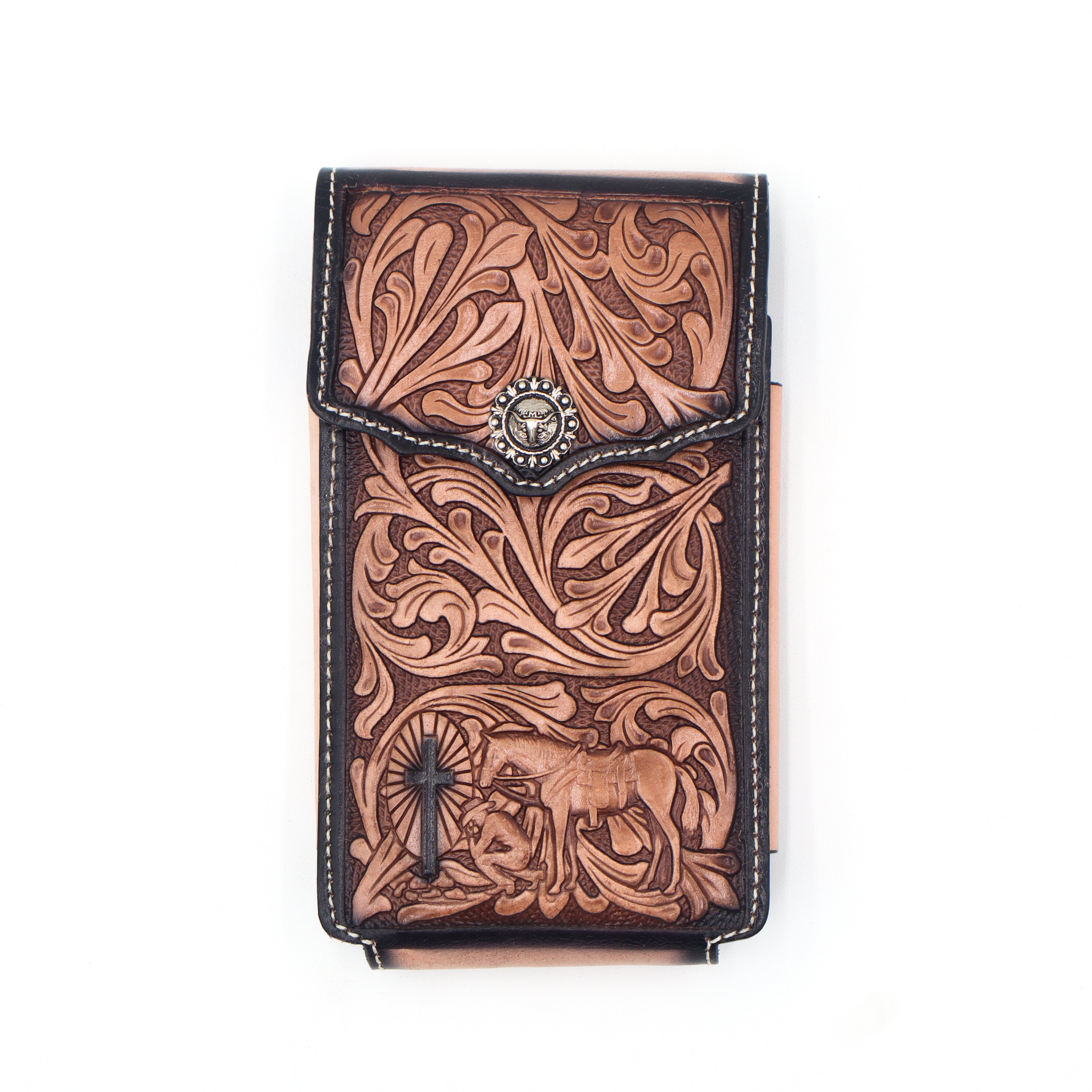 Funda de Cuero Cincelado para Celular - Oración del Caballo