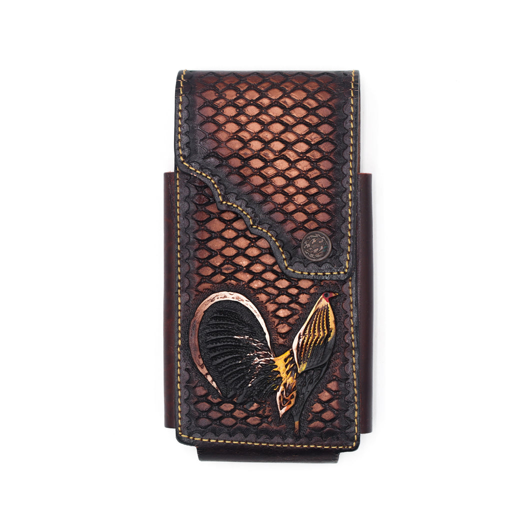 Funda de Cuero Cincelado para Celular - Gallito