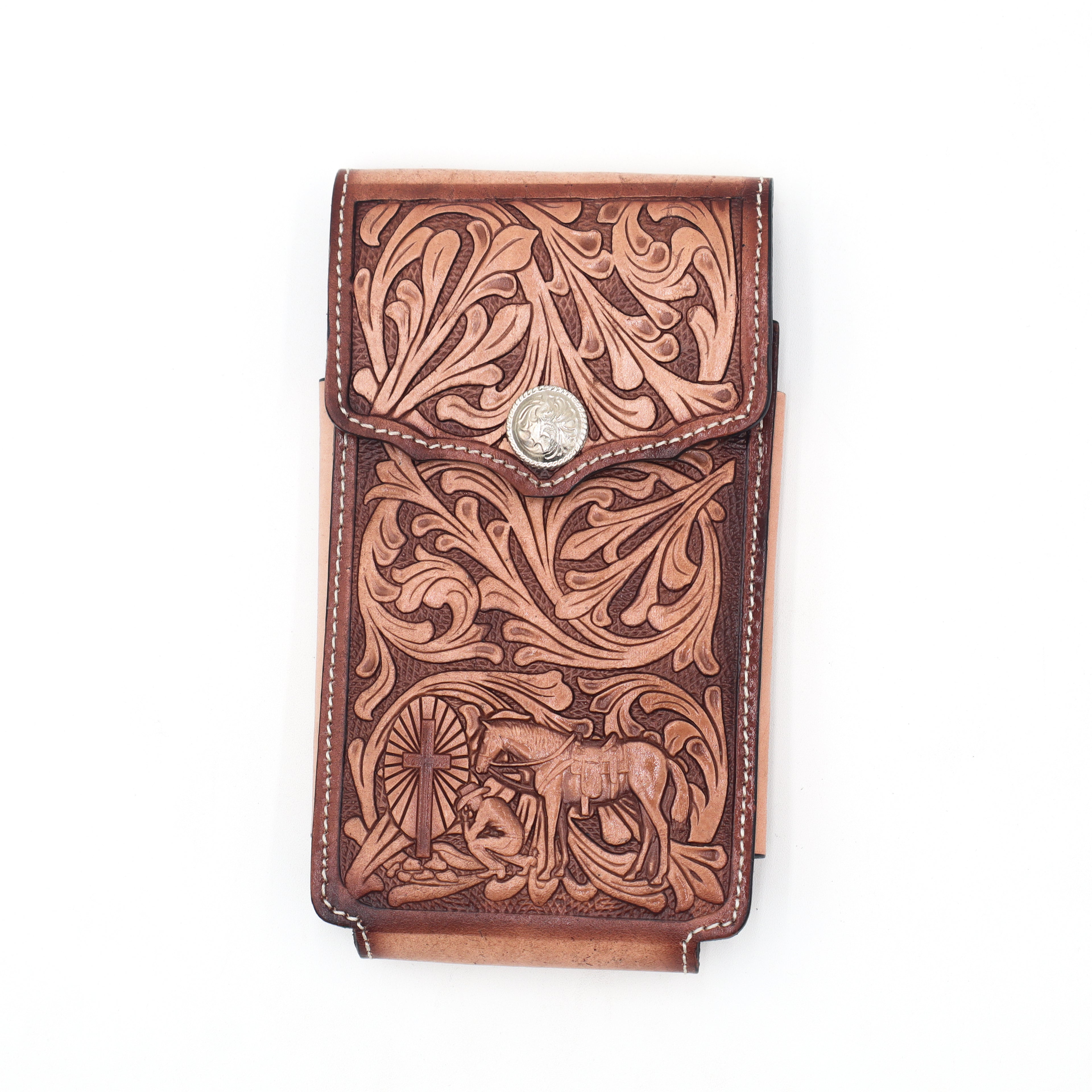 Funda de Cuero Cincelado para Celular - Oración del Caballo 2