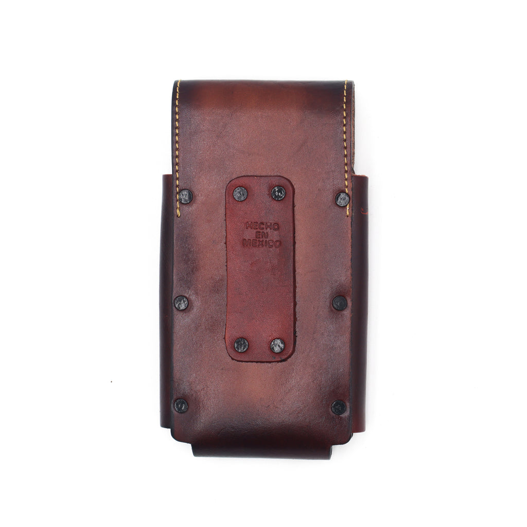 Funda de Cuero Cincelado para Celular - Bandera Mexicana