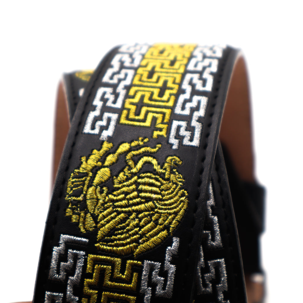 Cinturon Bordado Negro / Dorado - Mexico