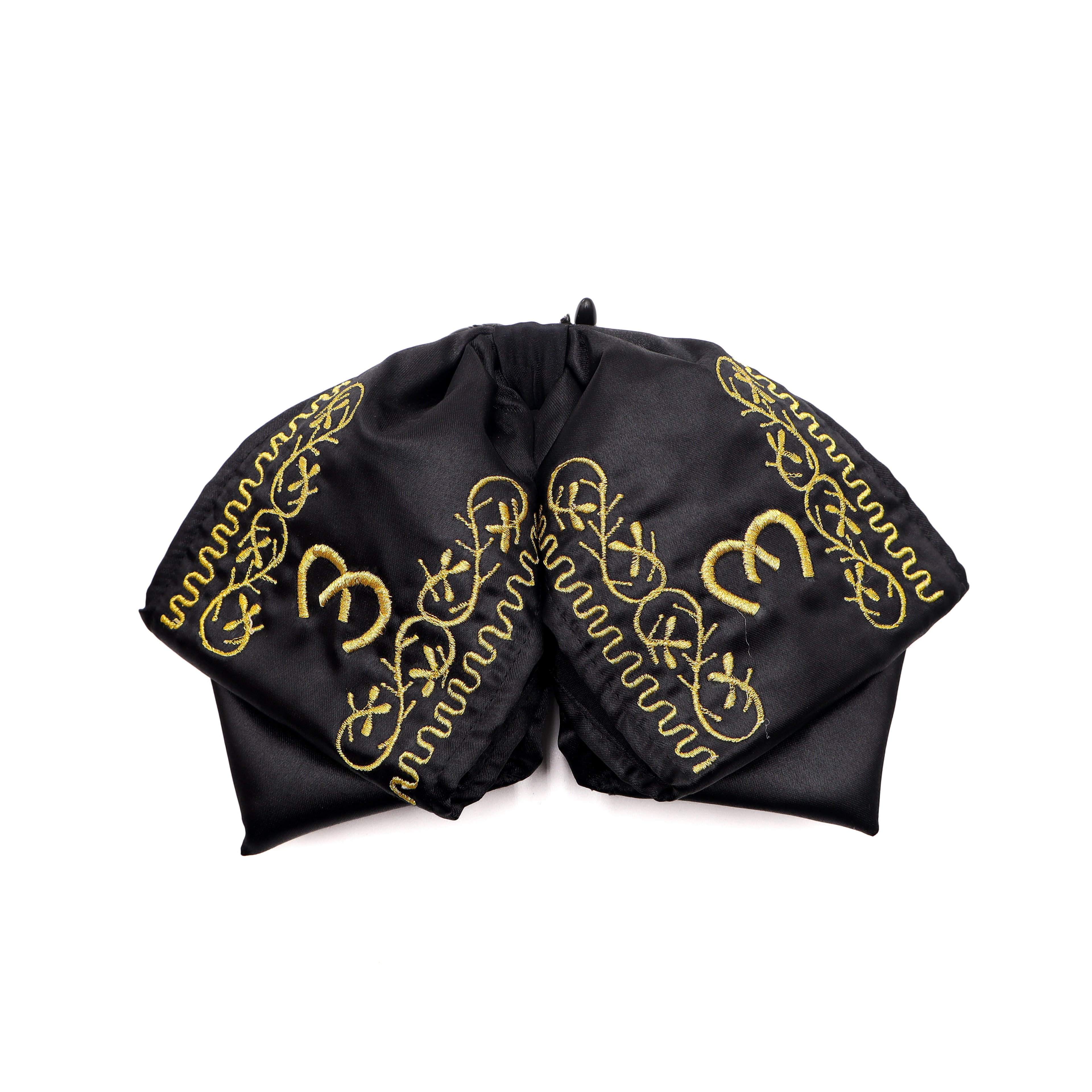 Moño Charro Bordado - Negro con Dorado