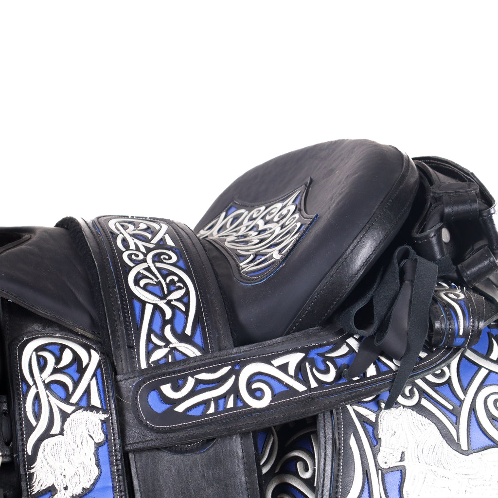 Ducktail Charro Saddle 16" - Black and Blue | Horse