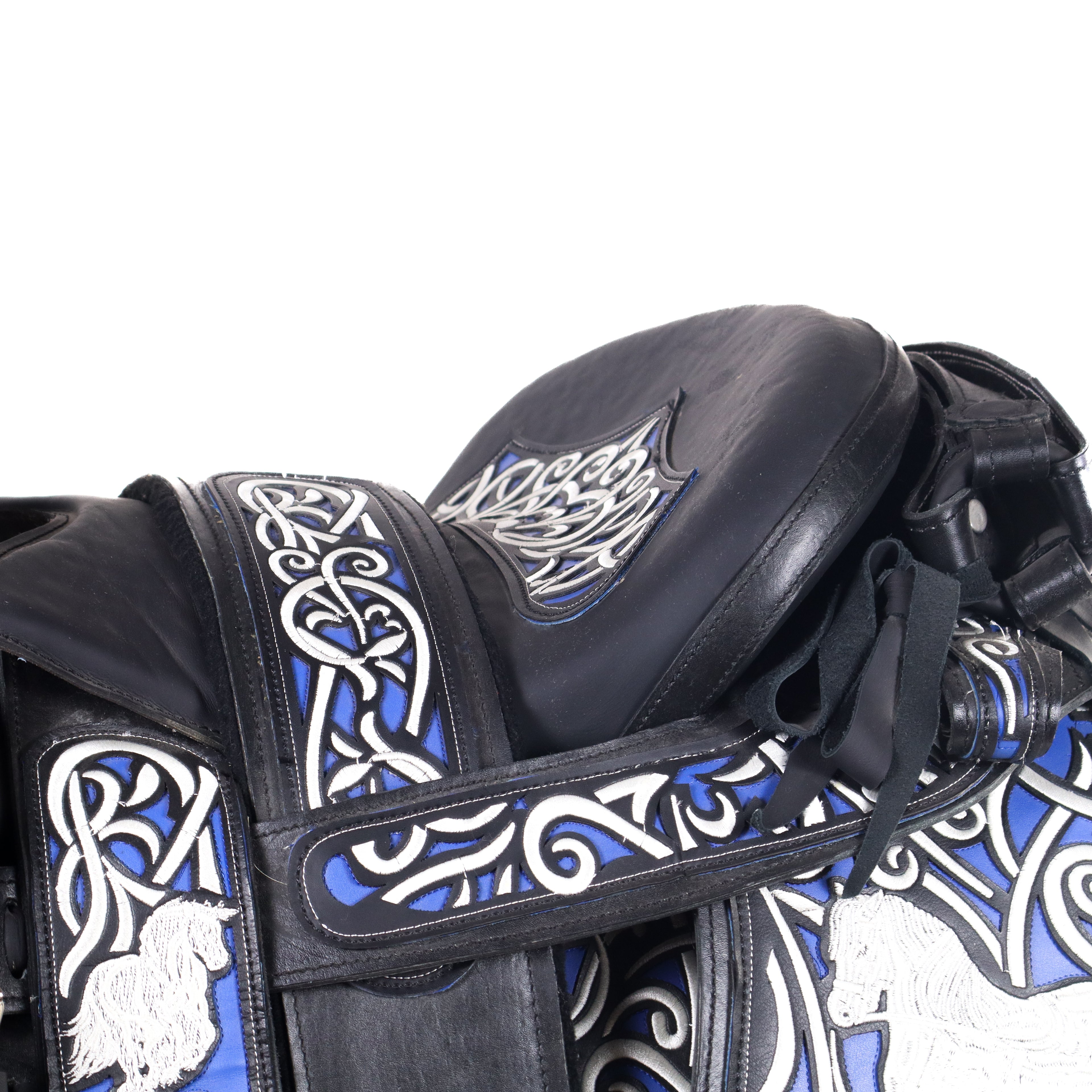 Ducktail Charro Saddle 16" - Black and Blue | Horse