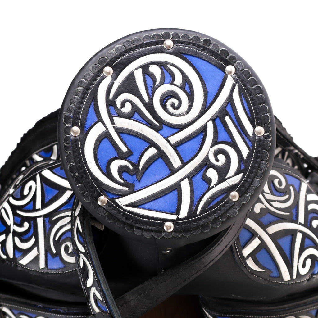 Ducktail Charro Saddle 16" - Black and Blue | Horse