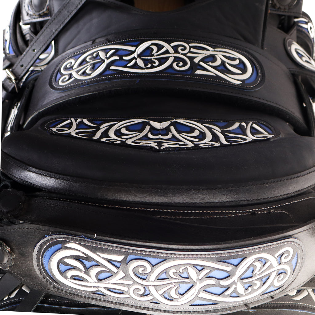 Ducktail Charro Saddle 16" - Black and Blue | Horse