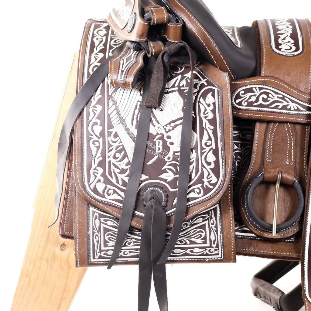 Charro Saddle 16" - Brown | Horse and Flowers Q2