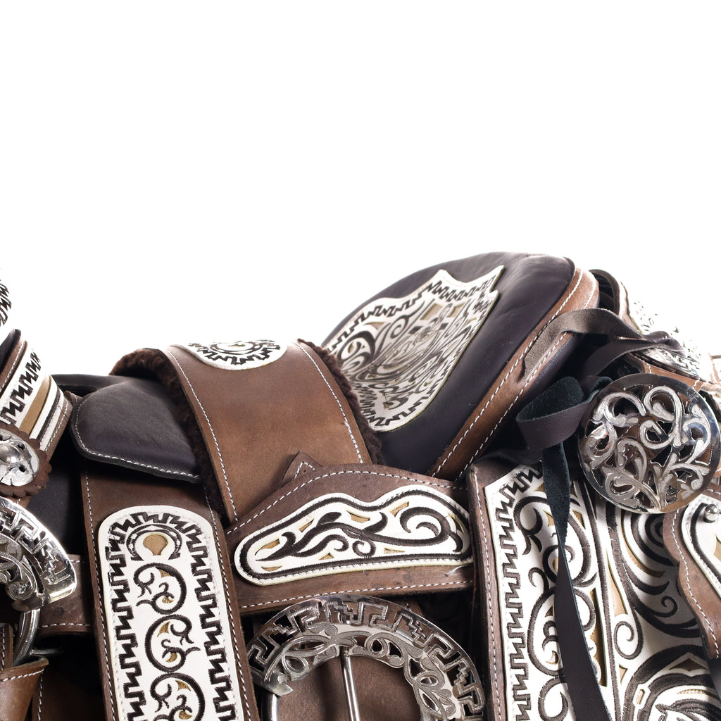 Charro Saddle 16" - Brown and White | Grecas Q3