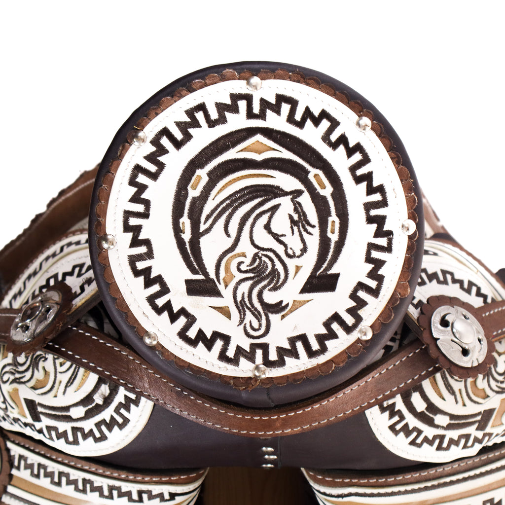 Charro Saddle 16" - Brown and White | Grecas Q3