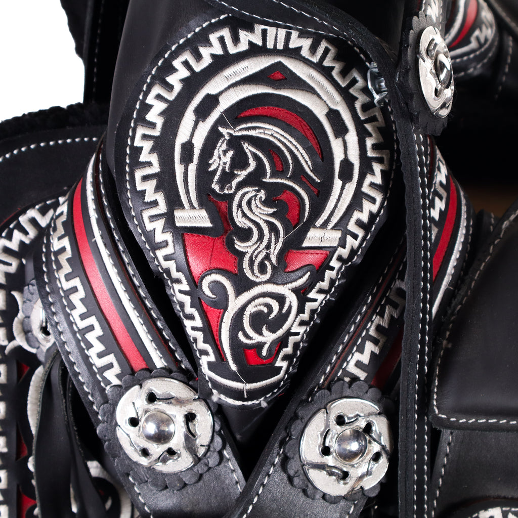 Charro Saddle 16" - Black and Red | Horse Q3