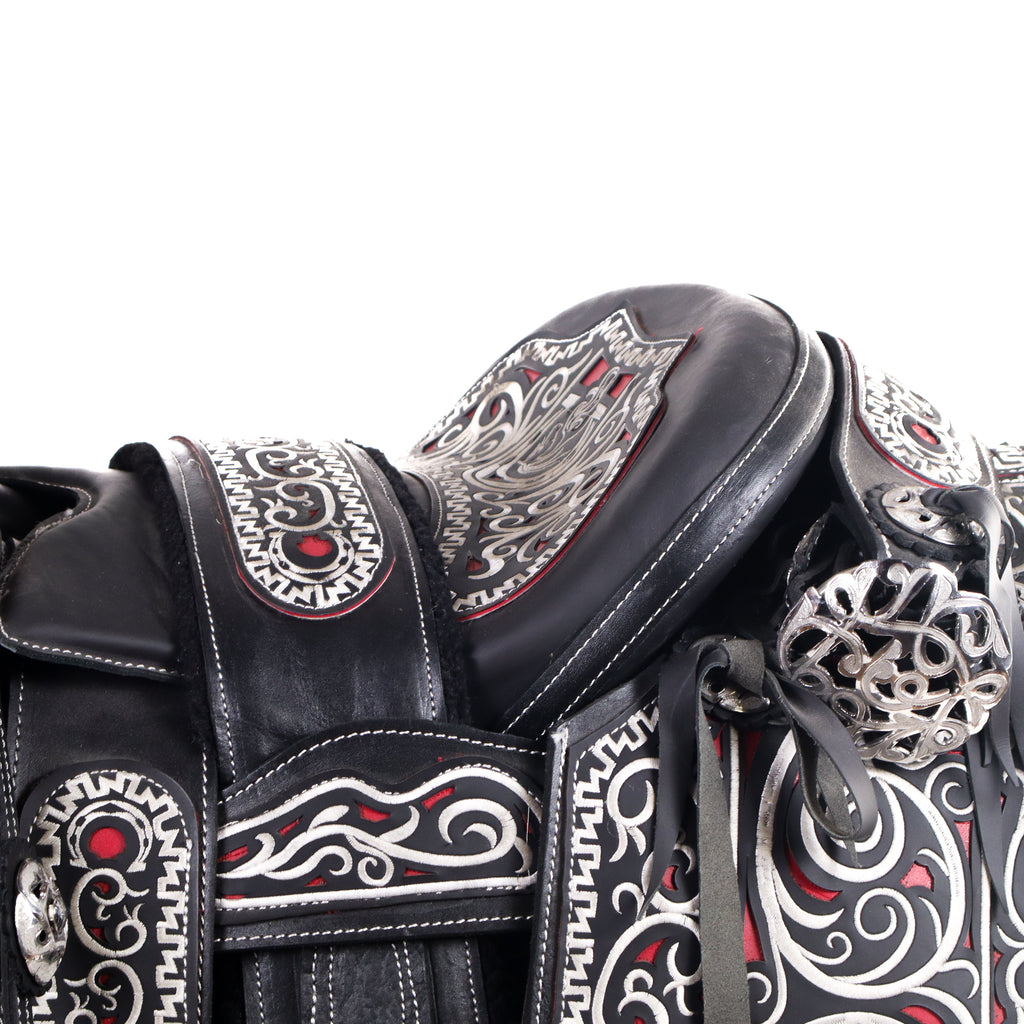Charro Saddle 16" - Black and Red | Horse Q3