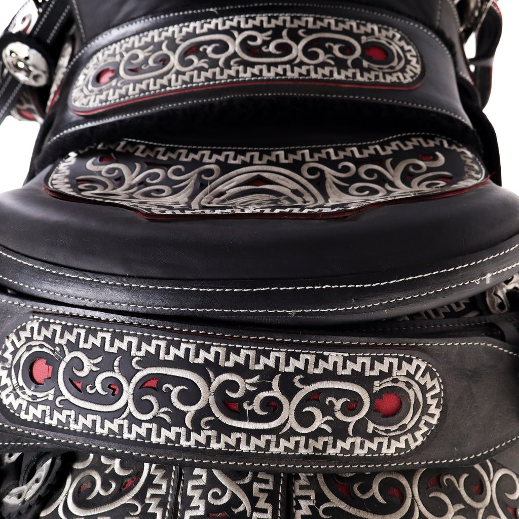 Charro Saddle 16" - Black and Red | Horse Q3