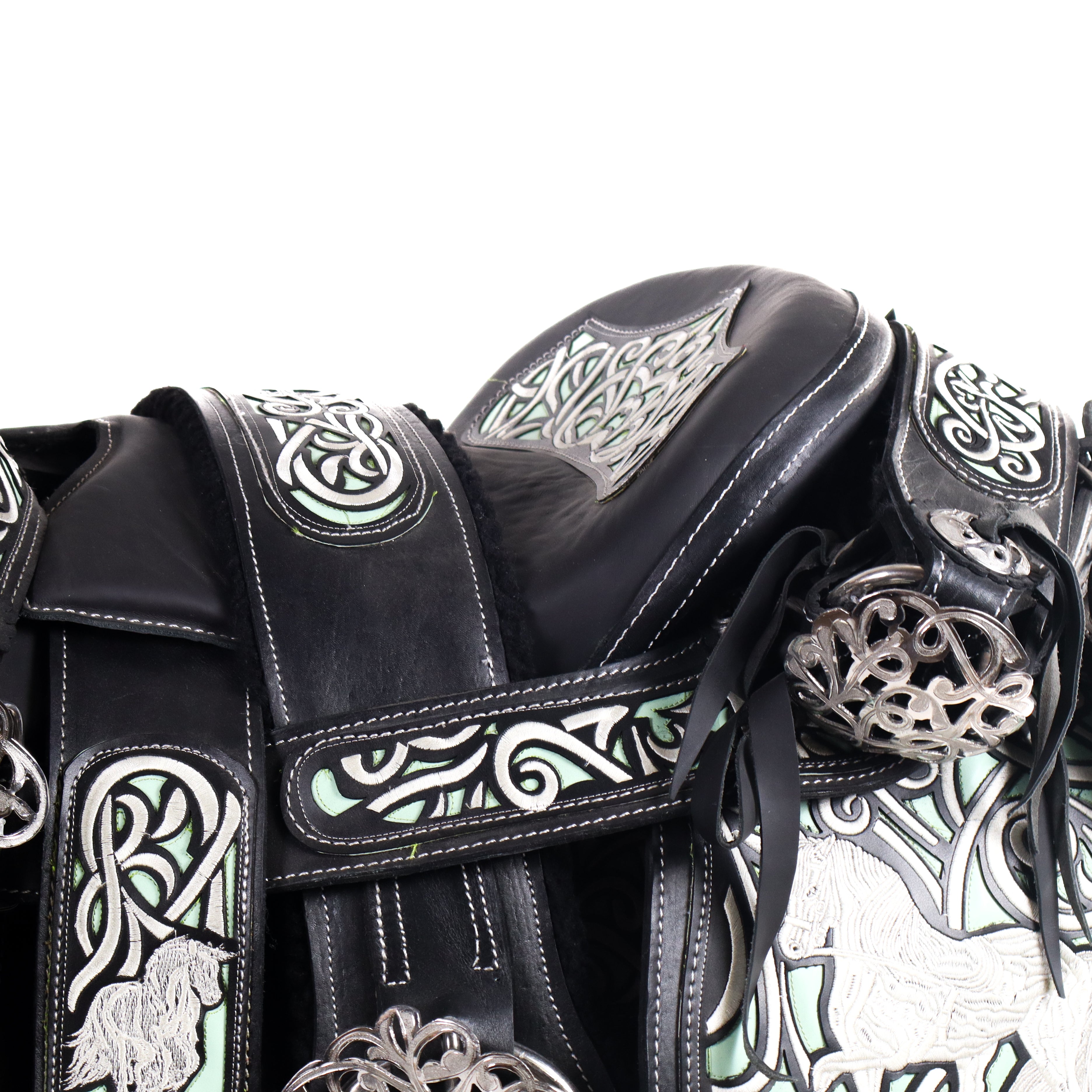 Ducktail Charro Saddle 16" - Black and Pistacchio | Horse Q3
