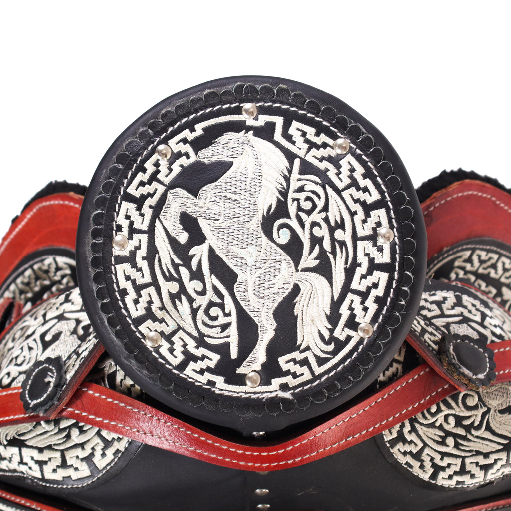 Charro Saddle 16" - Red and Black | Horse Q2