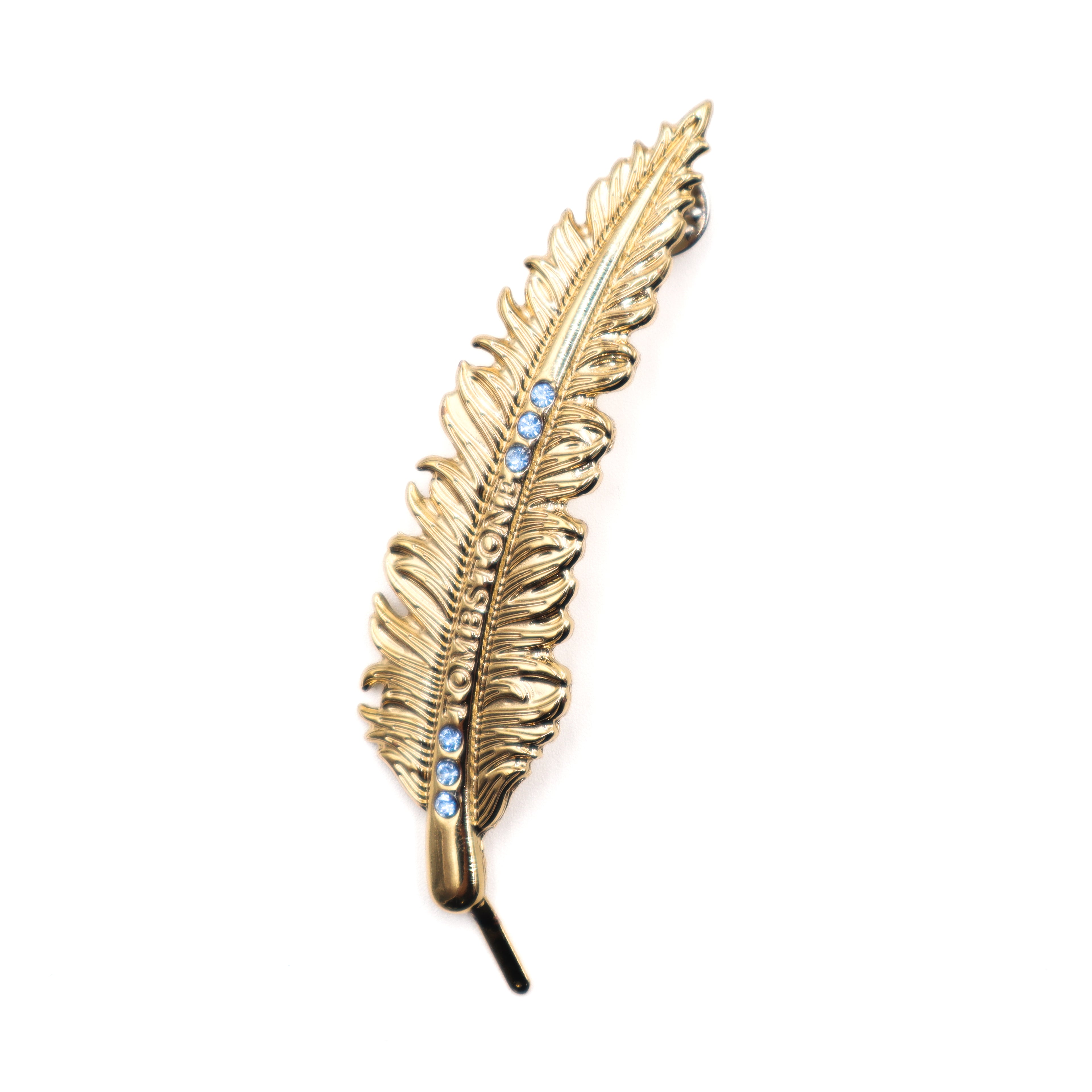 Pluma de Metal-Dorada Piedra Azul