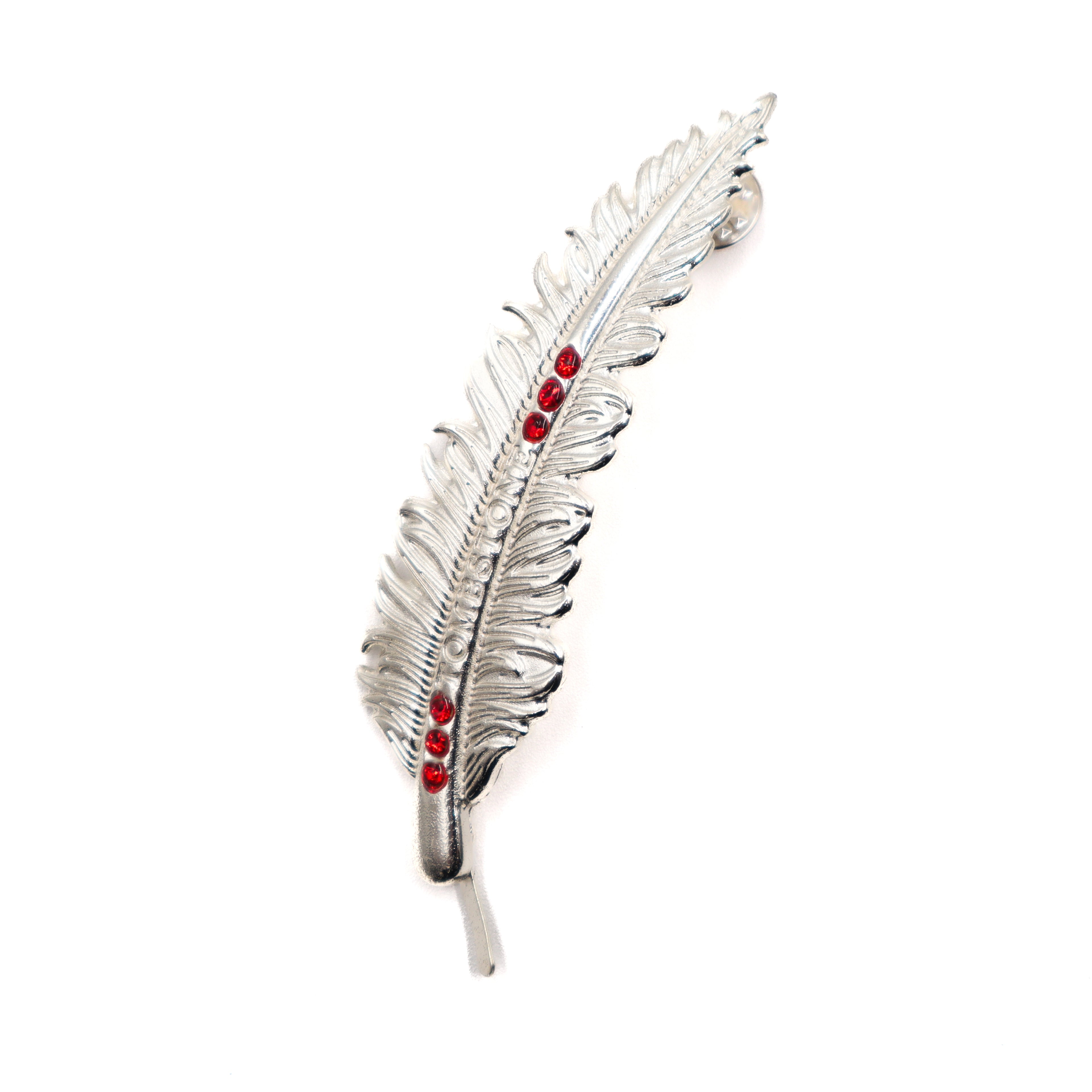 Pluma de Metal-Plata Piedra Roja