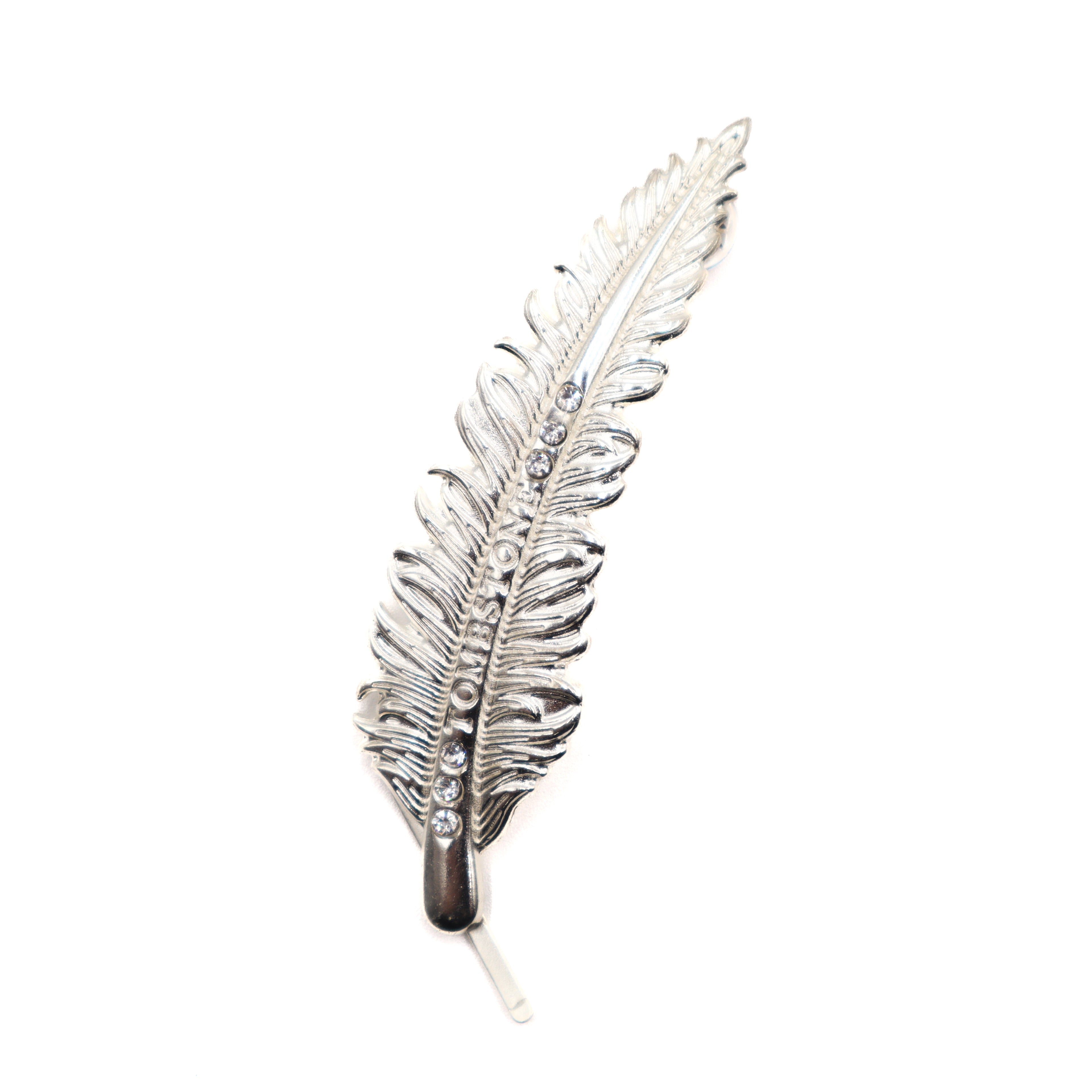 Pluma de Metal Plata -Piedra Blana