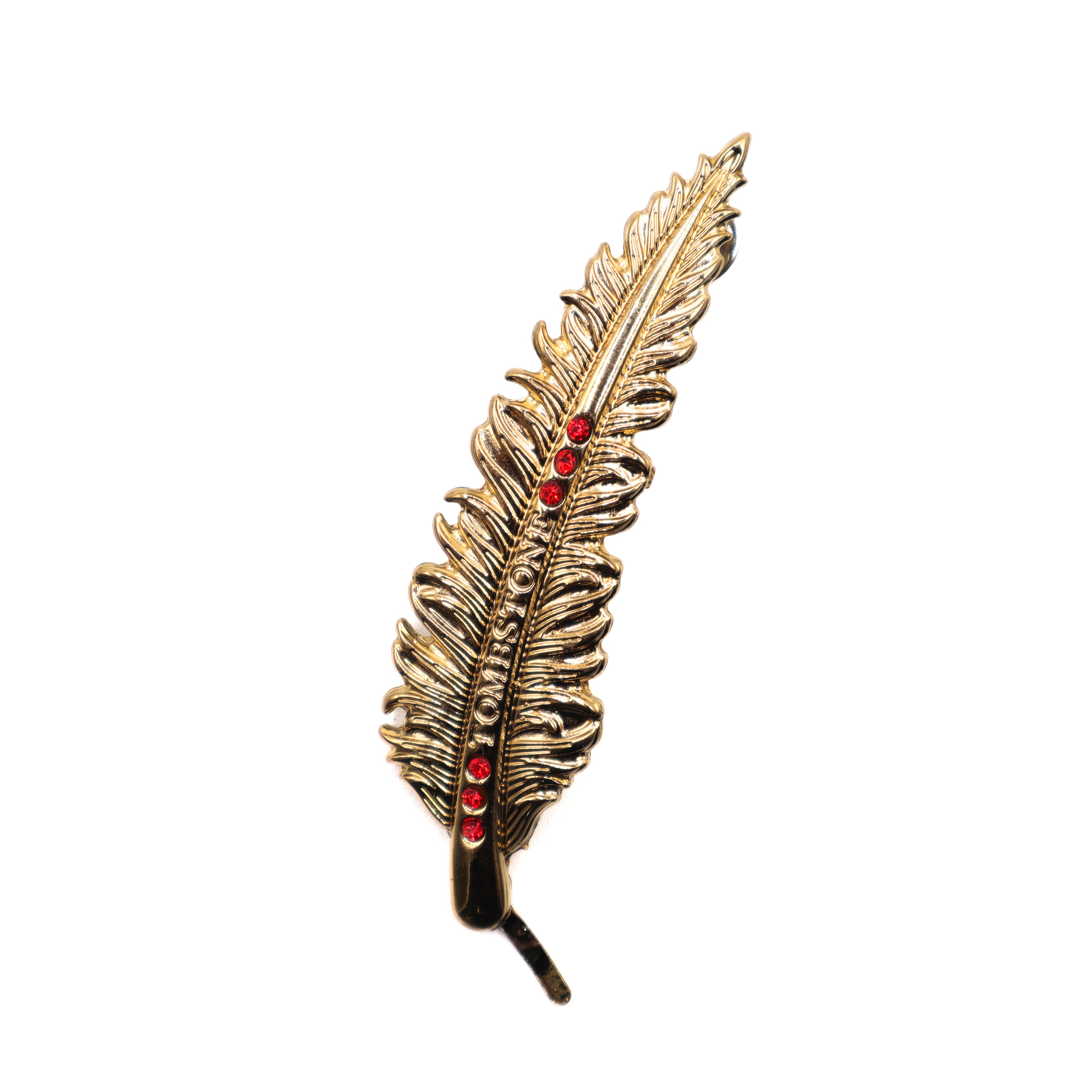 Pluma de Metal Dorada - Piedra Roja